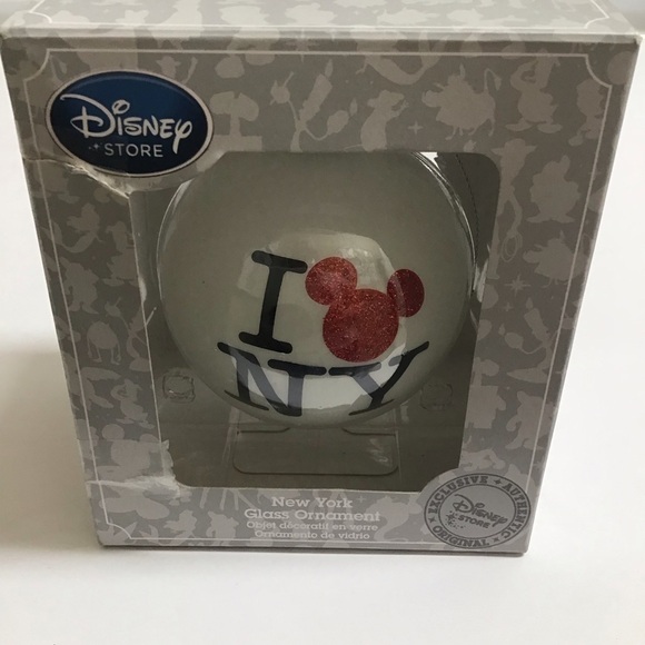 NEW Disney Store Authentic I LOVE NEW YORK Glass Christmas Ornament Mickey Ears - Picture 10 of 16